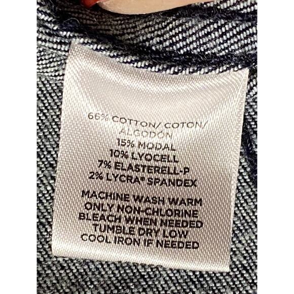 Ann Taylor Denim Jacket Womens SP Blue Raw Ruffle Hem Jean 90s Rock - Picture 5 of 6